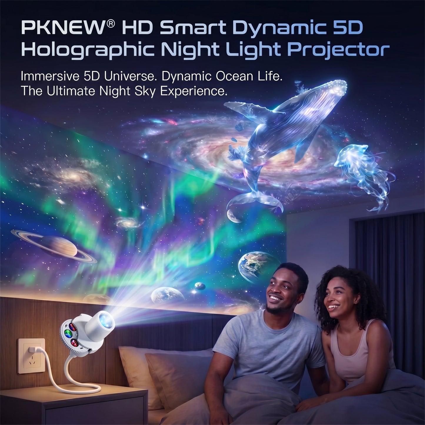🥇PKNEW® NEXT-GEN SMART PROJECTION HD Smart Dynamic 5D Holographic Night Light Projector💎