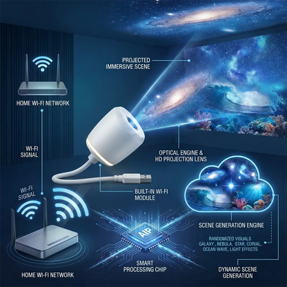 🥇PKNEW® NEXT-GEN SMART PROJECTION HD Smart Dynamic 5D Holographic Night Light Projector💎