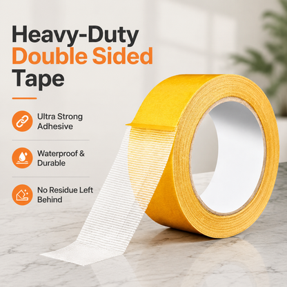 PKNEW® Heavy-Duty Double Sided Tape, StrongAdhesive, Waterproof & Removable, No Residue, Idealfor Carpet, Wallpaper, Balloons & Home Use🔥