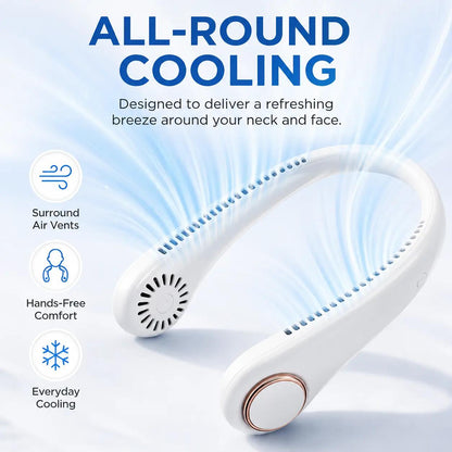 PKNEW®Portable Neck Fan, Bladeless Wearable Personal Fan, Hands-Free Cooling for Outdoor & Office