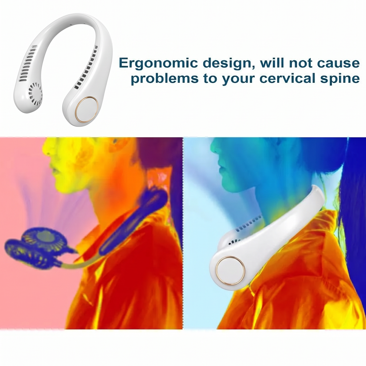 PKNEW®Portable Neck Fan, Bladeless Wearable Personal Fan, Hands-Free Cooling for Outdoor & Office